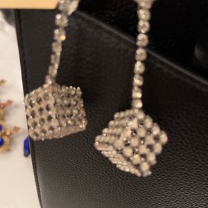 Vintage estate, runway sized casino, dice, rhinestone shoulder duster earrings